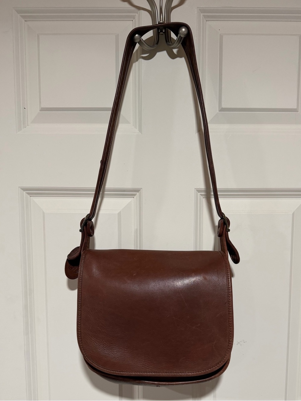 Vintage Frye Genuine Carriage Bag Brown Leather Saddle Shoulder Bag Rare